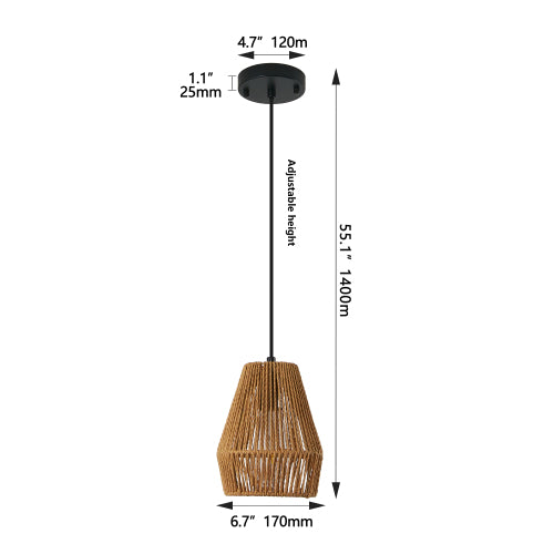 Set of 3 Rustic Hemp Rope Pendant Lights – Handcrafted Farmhouse Charm