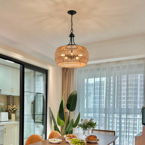 19" Boho Hemp Rope Pendant Light (Bulb Not Included)