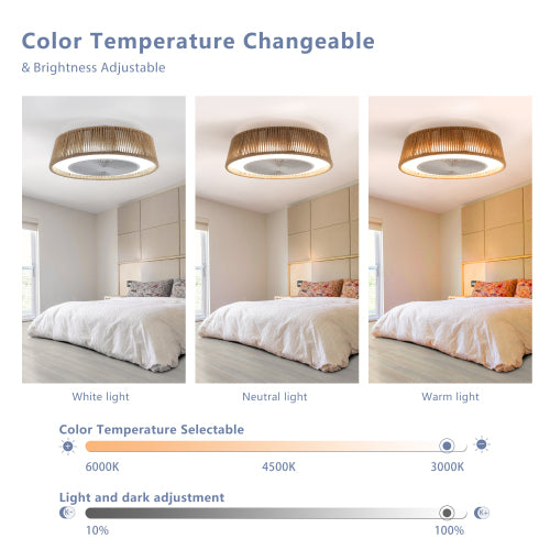 21" Bohemian Braided Ceiling Fan Light