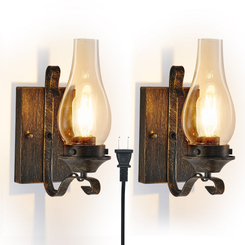 Rustic Farmhouse Wall Sconce Set -Vintage Charm &amp; Versatile Lighting