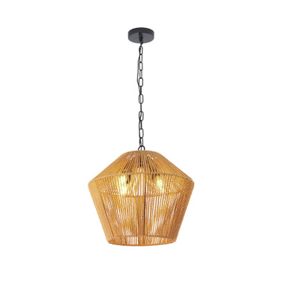 17" Boho Hemp Rope Pendant Light – Handcrafted Farmhouse Elegance