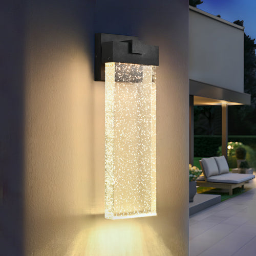 18" Modern Outdoor LED Wall Sconce -Elegant Bubble Crystal Lighting
