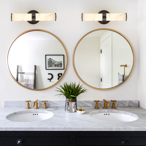 Modern Marble-Effect Wall Sconces – Set of 2