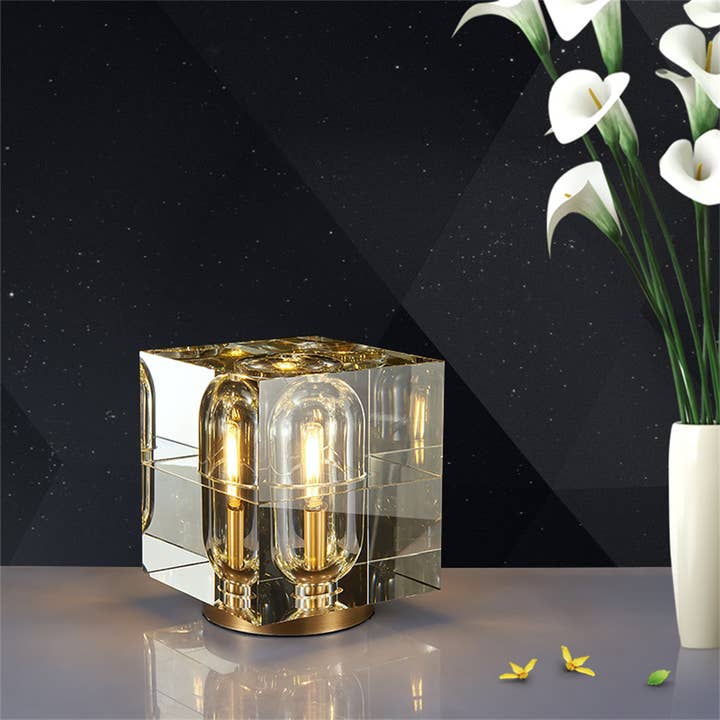 Crystal Led Desk Lamp, Cube Table Lamp