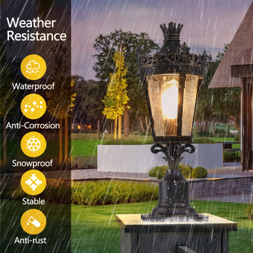 22"(H) Vintage Crown Outdoor Post Lantern (One piece&No bulb)