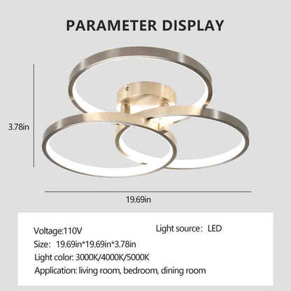Three-Ring Contemporary LED Ceiling Lamp -Modern Elegance &amp; Soft Illumination