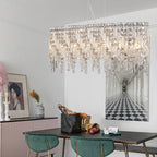 Silver Elegant Oval Crystal Chandelier -Modern Luxury &amp; Radiant Brilliance