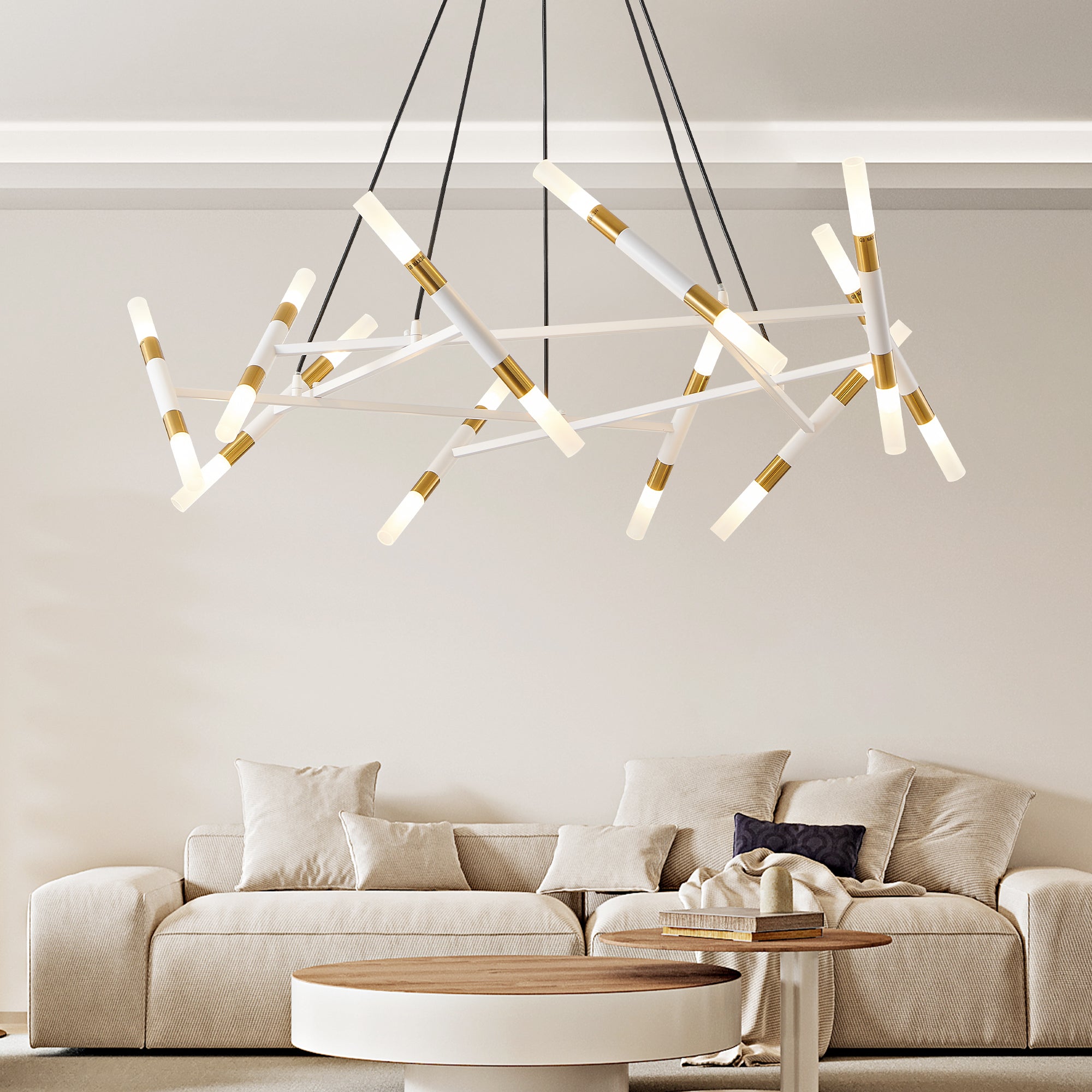41" Black & Golden Modern Chandelier Light Fixture (Bulb Not Included)