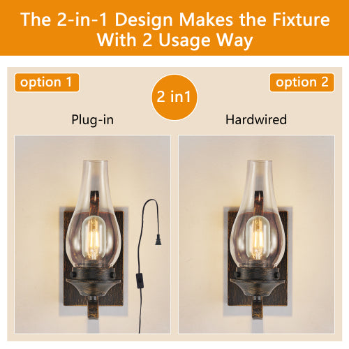 Rustic Farmhouse Wall Sconce Set -Vintage Charm &amp; Versatile Lighting