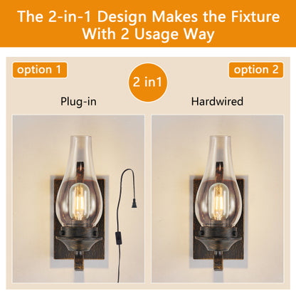 Rustic Farmhouse Wall Sconce Set – Vintage Charm &amp; Versatile Lighting