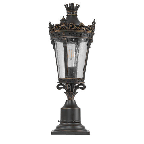 22"(H) Vintage Crown Outdoor Post Lantern (One piece&No bulb)