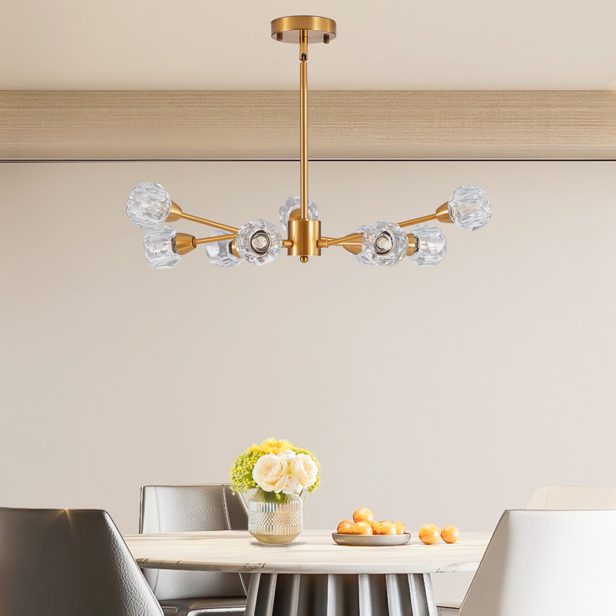 28" Modern Crystal Chandelier -Radiant Elegance &amp; Contemporary Charm