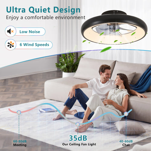 20-inch Black LED Ceiling Fan Light