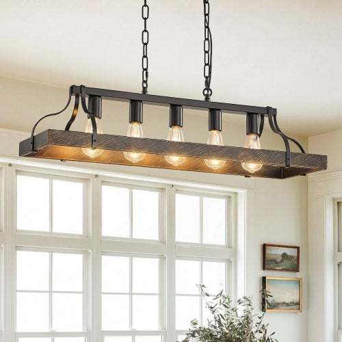 34" Black Industrial Pendant Light -Modern Farmhouse Elegance