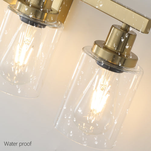 Golden  Vanity Light with Clear Glass Shades (No Bulbs)