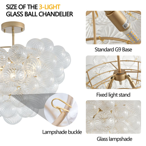 23.6-Inch Gold Ceiling Pendant Light (Non Adjustable Height, No Bulbs)