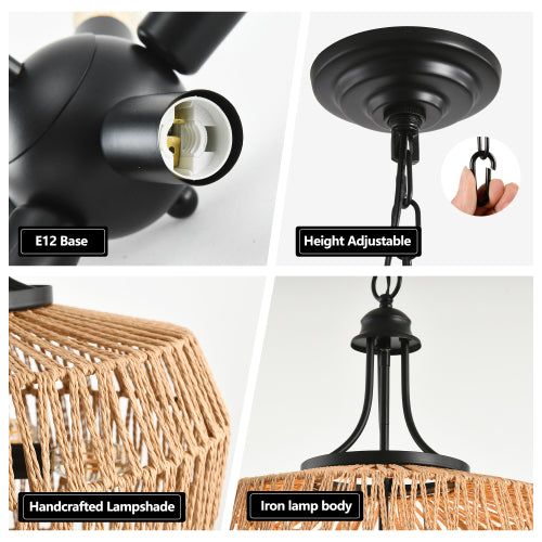 19" Boho Hemp Rope Pendant Light (Bulb Not Included)