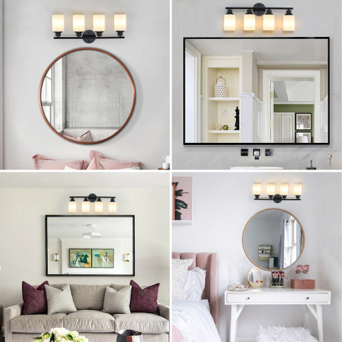Modern Vanity Bathroom Mirror Light, Frosted White Glass  (Bulb Not Included)