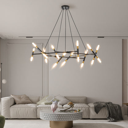 41" Black & Golden Modern Chandelier Light Fixture (Bulb Not Included)
