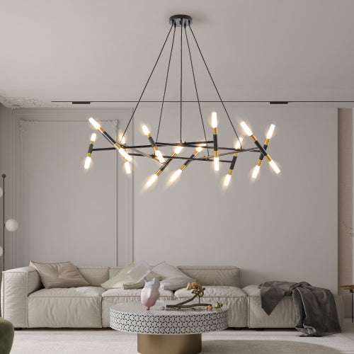 41" Black & Golden Modern Chandelier Light Fixture (Bulb Not Included)