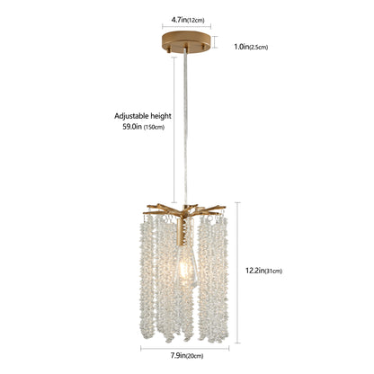 Lot de 3 lampes suspendues en cristal de luxe, lustre élégant avec finition dorée et design en perles en cascade (sans ampoules) 