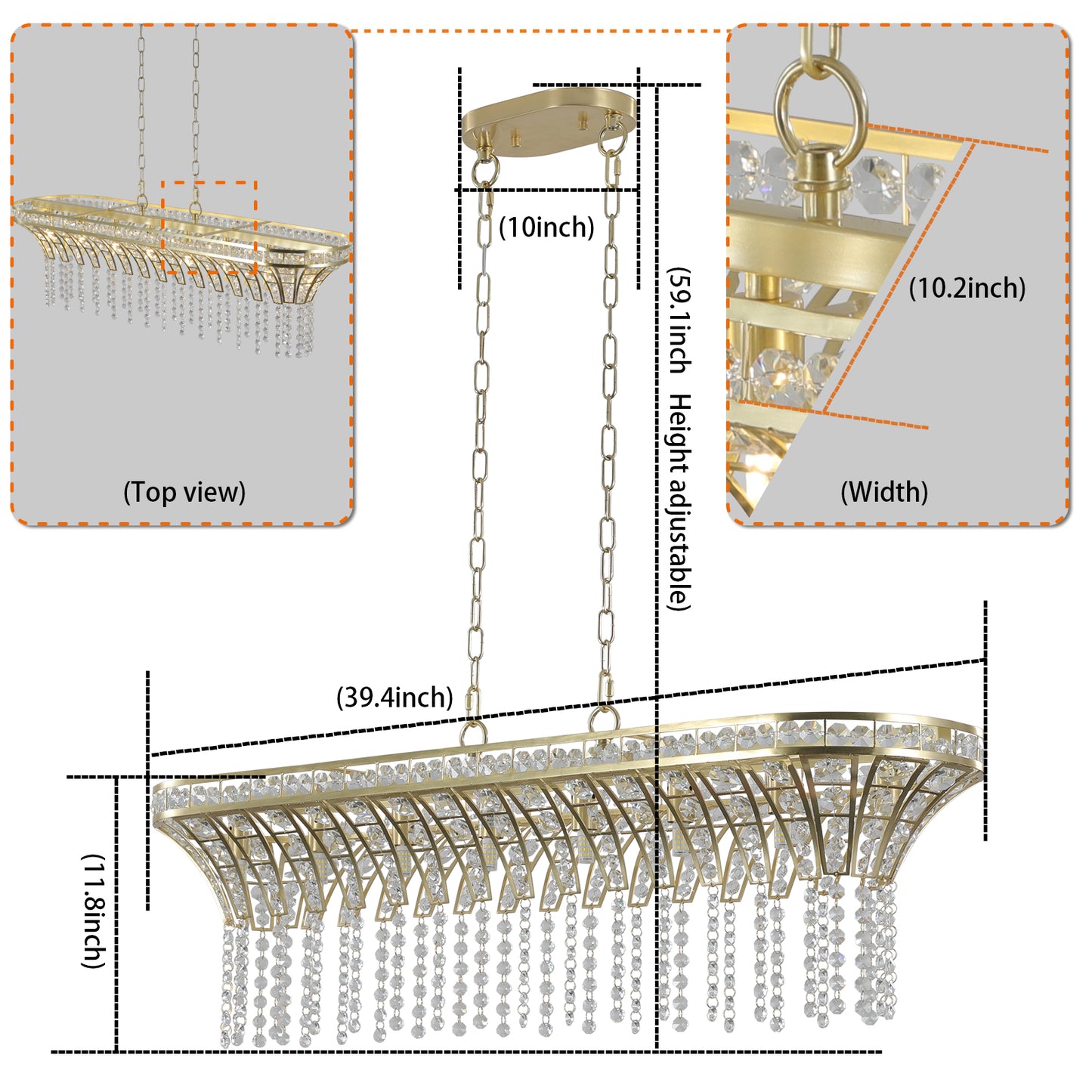 Modern Oval Crystal Chandelier -Luxury Champagne Gold Ceiling Fixture