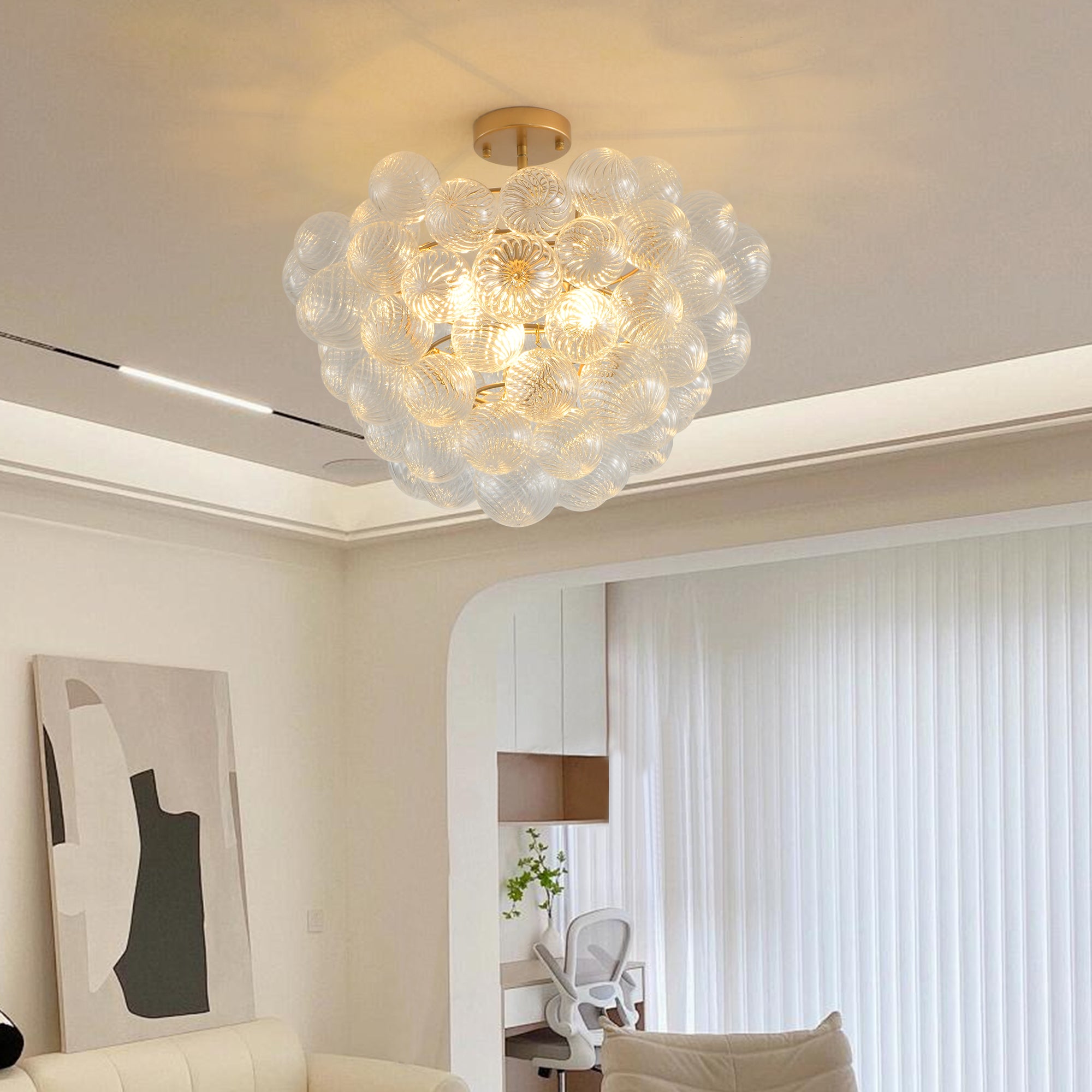 23.6-Inch Gold Ceiling Pendant Light (Non Adjustable Height, No Bulbs)