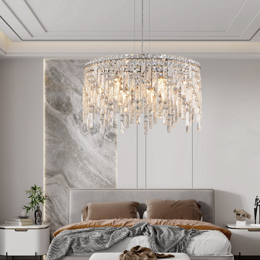 Luxurious Silver Crystal Chandelier -Timeless Elegance &amp; Modern Glamour