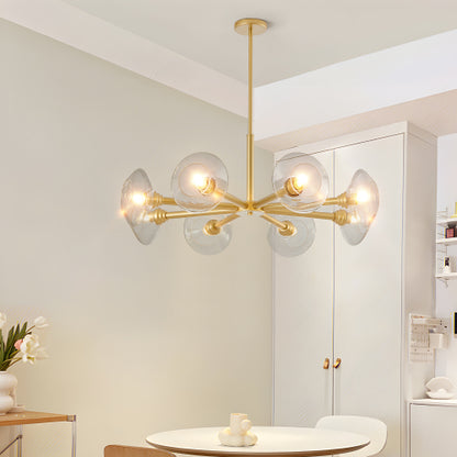 Modern Gold Sputnik Chandelier with Clear Glass Shades (Bulb Not Included)