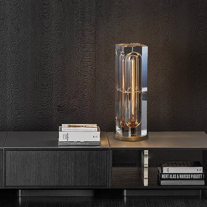 Minimalist Crystal Led Table Lamp // Tall Cuboid