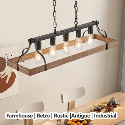34" Black Industrial Pendant Light – Modern Farmhouse Elegance