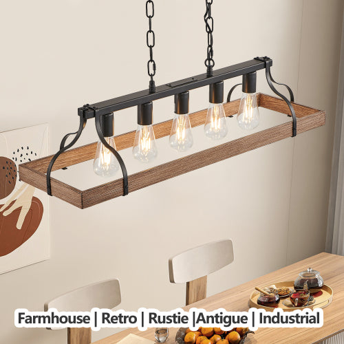 34" Black Industrial Pendant Light – Modern Farmhouse Elegance