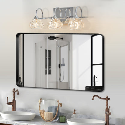 17" Brushed Nickel Finish Vintage Crystal Vanity Light   (No Bulbs)