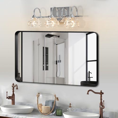 17" Brushed Nickel Finish Vintage Crystal Vanity Light   (No Bulbs)