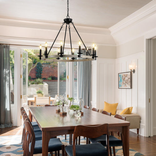 32" Rustic Farmhouse 10-Light Candle Chandelier (No Bulbs)