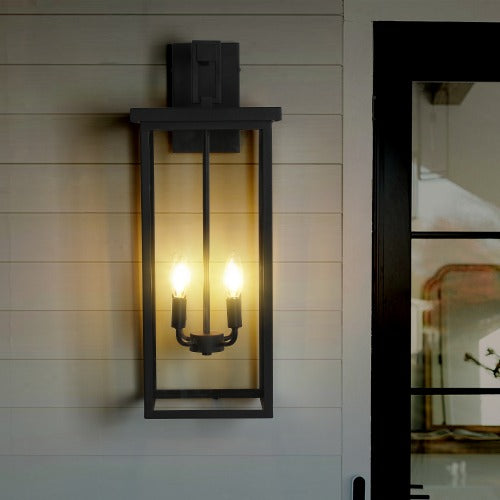 4-Light Black Outdoor Wall Light (No Bulbs)
