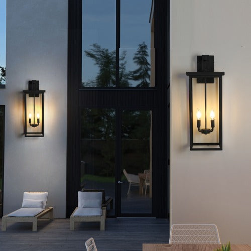 4-Light Black Outdoor Wall Light (No Bulbs)