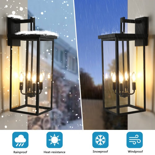 4-Light Black Outdoor Wall Light (No Bulbs)