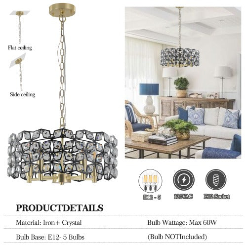 Modern Crystal Chandelier -Luxury Round Ceiling Light Fixture